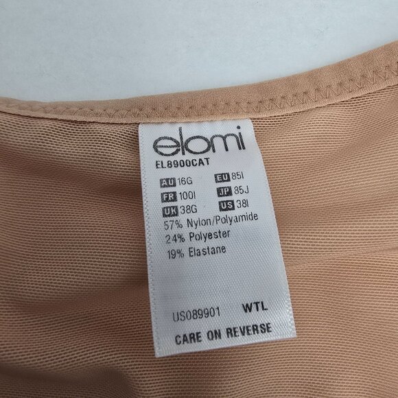 Elomi MATILDA 8900 Bra 38I Beige Side Support T-Strap Hook Full Coverage Sheer - Picture 5 of 14